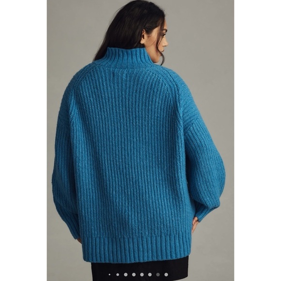 ANTHROPOLOGIE THE DAKOTAH OVERSIZED TURTLENECK SWEATER MAEVE TOP INDIGO S NWT - Picture 3 of 10
